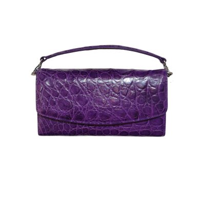 CROCODILE BELLY LEATHER TOP HANDLE CLUTCH CROSS-BODY BAG : CLB0673SMX