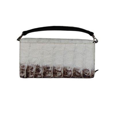 CROCODILE BELLY LEATHER TOP HANDLE CLUTCH CROSS-BODY BAG : CLB0673SMX
