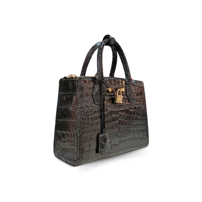 CLB0680SPW : CROCODILE BELLY LEATHER HANDBAG
