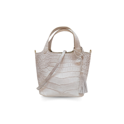 CROCODILE BELLY LEATHER HANDBAG FLUFFY BAG : CLB0714SY