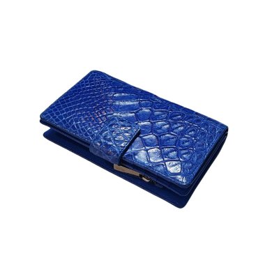 CROCODILE BELLY LEG LEATHER SHORT BI-FOLD & ZIPPED WALLET : CW0122LSลิ้นR