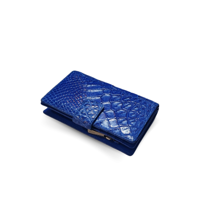 CROCODILE BELLY LEG LEATHER SHORT BI-FOLD & ZIPPED WALLET : CW0122LSSNBR