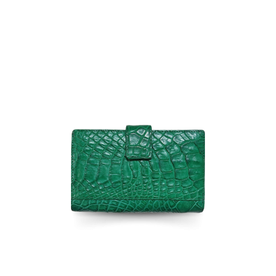CROCODILE BELLY LEG LEATHER SHORT BI-FOLD & ZIPPED WALLET : CW0122LSSNBR