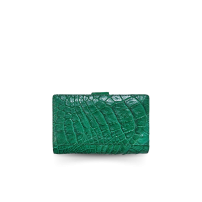 CROCODILE BELLY LEG LEATHER SHORT BI-FOLD & ZIPPED WALLET : CW0122LSSNBR