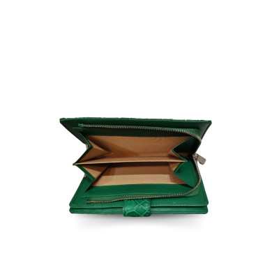 CROCODILE BELLY LEG LEATHER SHORT BI-FOLD & ZIPPED WALLET : CW0122LSSNBR