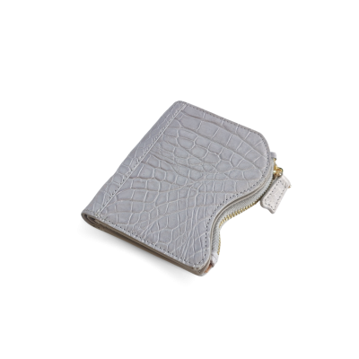 CROCODILE LEATHER SHORT BI-FOLD & ZIPPED WALLET : CW0122SLS1R