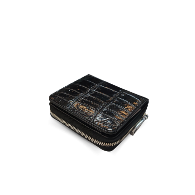 CW0122SSAY : CROCODILE BELLY LEATHER SHORT BI-FOLD & ZIPPED WALLET