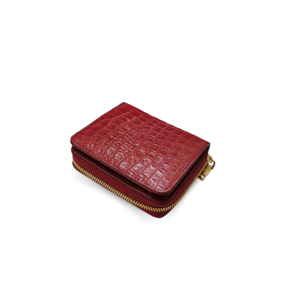 CW0122SSAY : CROCODILE BELLY LEATHER SHORT BI-FOLD & ZIPPED WALLET