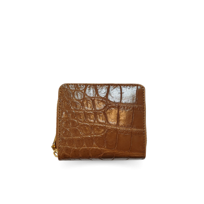 CW0122SSAY : CROCODILE BELLY LEATHER SHORT BI-FOLD & ZIPPED WALLET