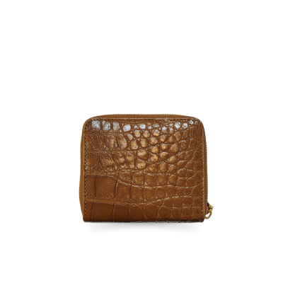 CW0122SSAY : CROCODILE BELLY LEATHER SHORT BI-FOLD & ZIPPED WALLET