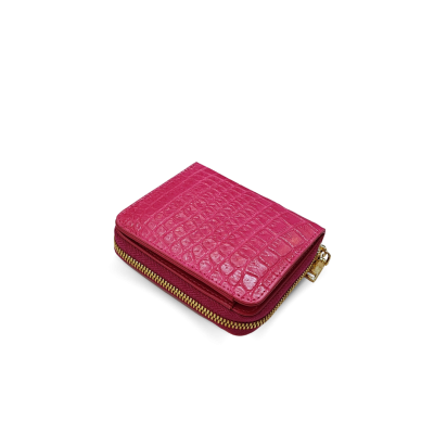 CW0122SSAY : CROCODILE BELLY LEATHER SHORT BI-FOLD & ZIPPED WALLET