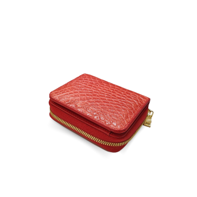 CW0122SSAY : CROCODILE BELLY LEATHER SHORT BI-FOLD & ZIPPED WALLET