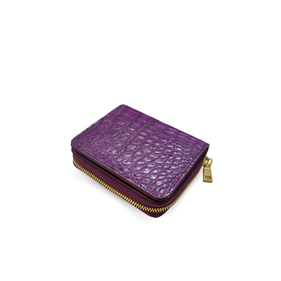 CW0122SSAY : CROCODILE BELLY LEATHER SHORT BI-FOLD & ZIPPED WALLET