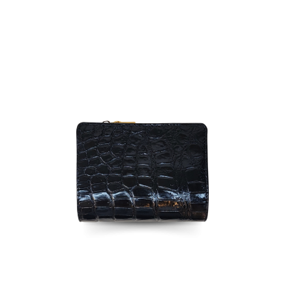 CW0122SSHKAY : CROCODILE BELLY LEATHER SHORT BI-FOLD & ZIPPED WALLET