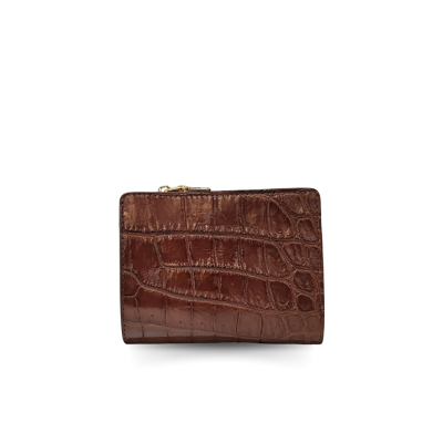 CW0122SSHKAY : CROCODILE BELLY LEATHER SHORT BI-FOLD & ZIPPED WALLET