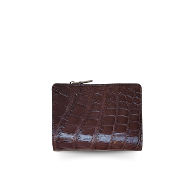 CW0122SSHKAY : CROCODILE BELLY LEATHER SHORT BI-FOLD & ZIPPED WALLET