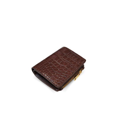 CW0122SSHKAY : CROCODILE BELLY LEATHER SHORT BI-FOLD & ZIPPED WALLET