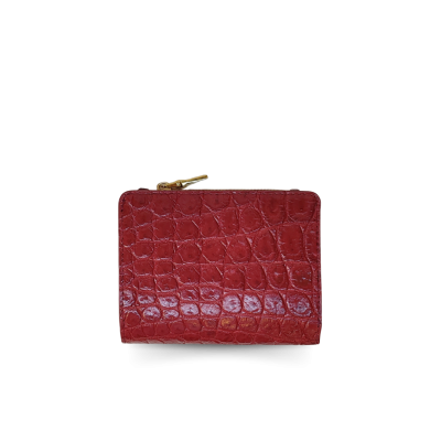 CW0122SSHKAY : CROCODILE BELLY LEATHER SHORT BI-FOLD & ZIPPED WALLET