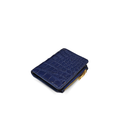 CW0122SSHKAY : CROCODILE BELLY LEATHER SHORT BI-FOLD & ZIPPED WALLET