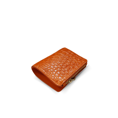 CROCODILE BELLY LEATHER SHORT BI-FOLD & ZIPPED WALLET : CW0122SSHKAY