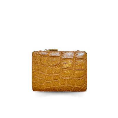 CW0122SSHKAY : CROCODILE BELLY LEATHER SHORT BI-FOLD & ZIPPED WALLET