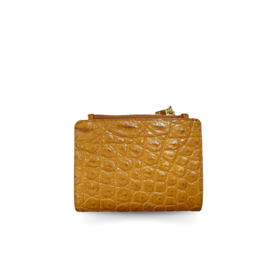 CW0122SSHKAY : CROCODILE BELLY LEATHER SHORT BI-FOLD & ZIPPED WALLET