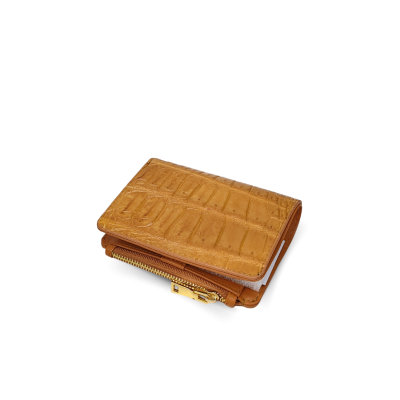 CW0122SSHKAY : CROCODILE BELLY LEATHER SHORT BI-FOLD & ZIPPED WALLET