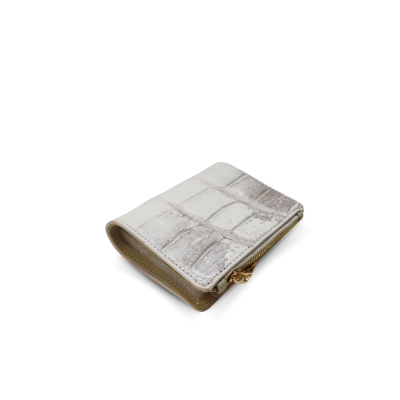 CROCODILE BELLY LEATHER SHORT BI-FOLD & ZIPPED WALLET : CW0122SSHKAY