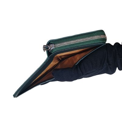CROCODILE BELLY LEATHER SHORT BI-FOLD & ZIPPED WALLET : CW0122SSAY