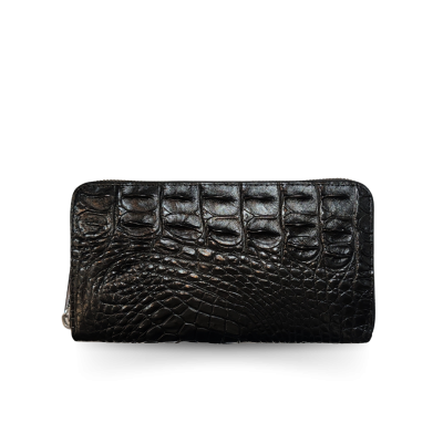 C-W01BL-L : CROCODILE BACK LEG LEATHER LONG LARGE ZIPPED WALLET