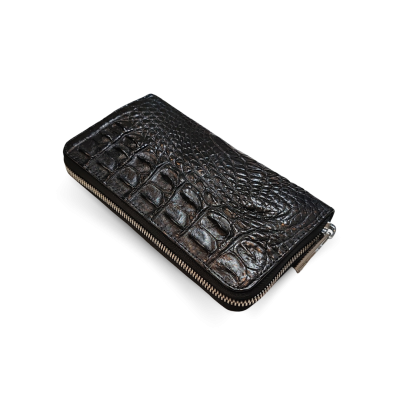 C-W01BL-L : CROCODILE BACK LEG LEATHER LONG LARGE ZIPPED WALLET