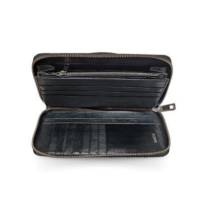 C-W01BL-L : CROCODILE BACK LEG LEATHER LONG LARGE ZIPPED WALLET