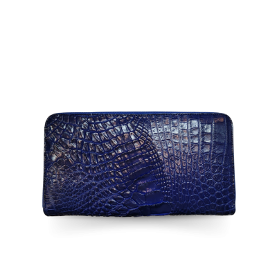 C-W01BL-L : CROCODILE BACK LEG LEATHER LONG LARGE ZIPPED WALLET
