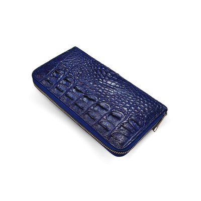C-W01BL-L : CROCODILE BACK LEG LEATHER LONG LARGE ZIPPED WALLET