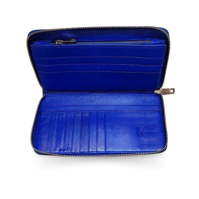 C-W01BL-L : CROCODILE BACK LEG LEATHER LONG LARGE ZIPPED WALLET