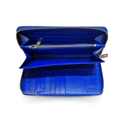 C-W01BL-L : CROCODILE BACK LEG LEATHER LONG LARGE ZIPPED WALLET