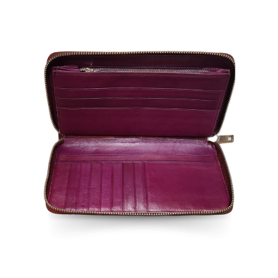 C-W01BL-L : CROCODILE BACK LEG LEATHER LONG LARGE ZIPPED WALLET