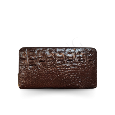 C-W01BL-L : CROCODILE BACK LEG LEATHER LONG LARGE ZIPPED WALLET