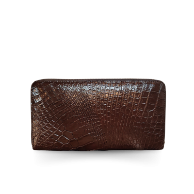 C-W01BL-L : CROCODILE BACK LEG LEATHER LONG LARGE ZIPPED WALLET