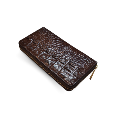 C-W01BL-L : CROCODILE BACK LEG LEATHER LONG LARGE ZIPPED WALLET
