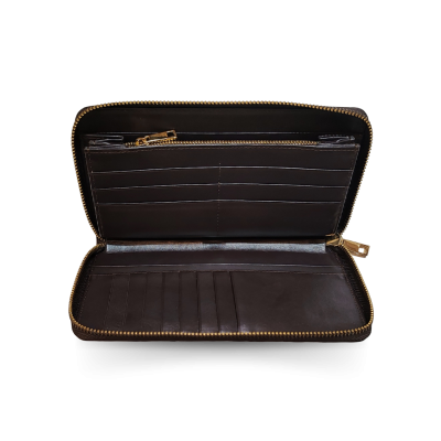 C-W01BL-L : CROCODILE BACK LEG LEATHER LONG LARGE ZIPPED WALLET