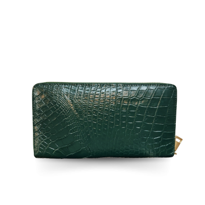 C-W01BL-L : CROCODILE BACK LEG LEATHER LONG LARGE ZIPPED WALLET