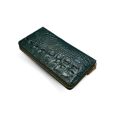 C-W01BL-L : CROCODILE BACK LEG LEATHER LONG LARGE ZIPPED WALLET