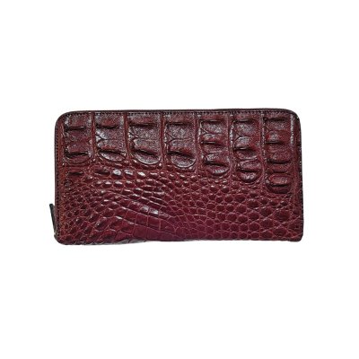CROCODILE BACK LEG LEATHER LONG LARGE ZIPPED WALLET : CW01BLL