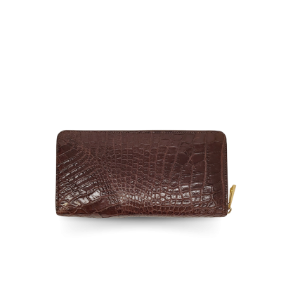 CROCODILE BACK LEG LEATHER LONG MEDIUM ZIPPED WALLET : CW01BLMY