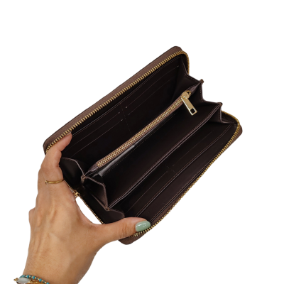 CROCODILE BACK LEG LEATHER LONG MEDIUM ZIPPED WALLET : CW01BLMY