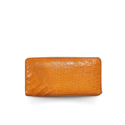 CROCODILE BACK LEG LEATHER LONG MEDIUM ZIPPED WALLET : CW01BLMY