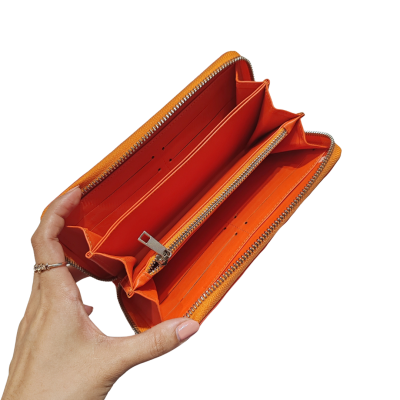 CROCODILE BACK LEG LEATHER LONG MEDIUM ZIPPED WALLET : CW01BLMY