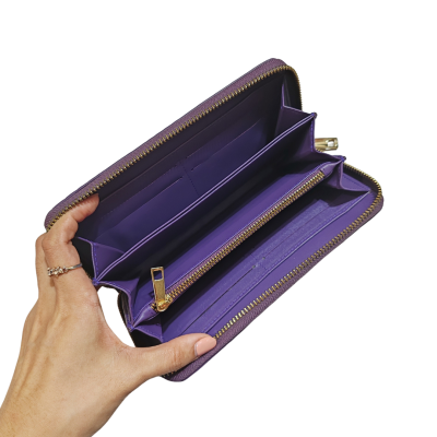 CROCODILE BACK LEG LEATHER LONG MEDIUM ZIPPED WALLET : CW01BLMY