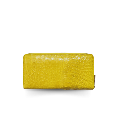 CROCODILE BACK LEG LEATHER LONG MEDIUM ZIPPED WALLET : CW01BLMY